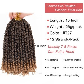 Leeven 8 Packs Ombre Blonde Pretwisted Passion Twist Hair 10 Inch Pre Looped Bob Corchet Braids for Black Women Short Bohemian Synthetic Hair Extensions with Curl Ends 12 Strands/Pack T27 Leeven 8 Packs Ombre Blonde Pretwisted Passion Twist Hair 10 Inch Pre Looped Bob Corchet Braids for Black Women Short Bohemian Synthetic Hair Extensions with Curl Ends 12 Strands/Pack T27