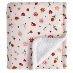DaysU Plush Flannel Sherpa Baby Blanket for Girls Boys, Portable Reversible Soft Micro Fleece Baby Crib Throw Blanket with Flower Print for Newborn and Nursery, Floral, 30x40