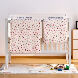 DaysU Plush Flannel Sherpa Baby Blanket for Girls Boys, Portable Reversible Soft Micro Fleece Baby Crib Throw Blanket with Flower Print for Newborn and Nursery, Floral, 30x40