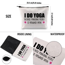 G2TUP Yoga Themed Cosmetic Case (White Bag) - Travel, Gym - I Do Yoga Because Punching People Is Frowned Upon