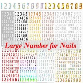 SILPECWEE 9 Sheets Number Nail Stickers Tips 3D Laser Nail Decals Self Adhesive Nail Art Stickers for Women with 1Pc Tweezers SILPECWEE 9 Sheets Number Nail Stickers Tips 3D Laser Nail Decals Self Adhesive Nail Art Stickers for Women with 1Pc Tweezers