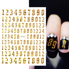 SILPECWEE 9 Sheets Number Nail Stickers Tips 3D Laser Nail Decals Self Adhesive Nail Art Stickers for Women with 1Pc Tweezers SILPECWEE 9 Sheets Number Nail Stickers Tips 3D Laser Nail Decals Self Adhesive Nail Art Stickers for Women with 1Pc Tweezers