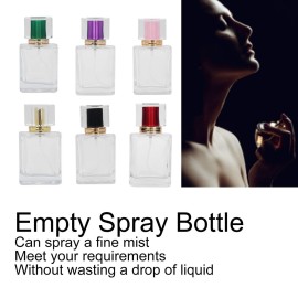 6Pcs Glass Refillable Spray Bottle, Empty Perfume Bottle Atomize Cosmetic for Travel or Home DIY (50ml)