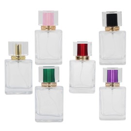 6Pcs Glass Refillable Spray Bottle, Empty Perfume Bottle Atomize Cosmetic for Travel or Home DIY (50ml)