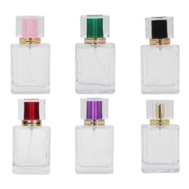 6Pcs Glass Refillable Spray Bottle, Empty Perfume Bottle Atomize Cosmetic for Travel or Home DIY (50ml)