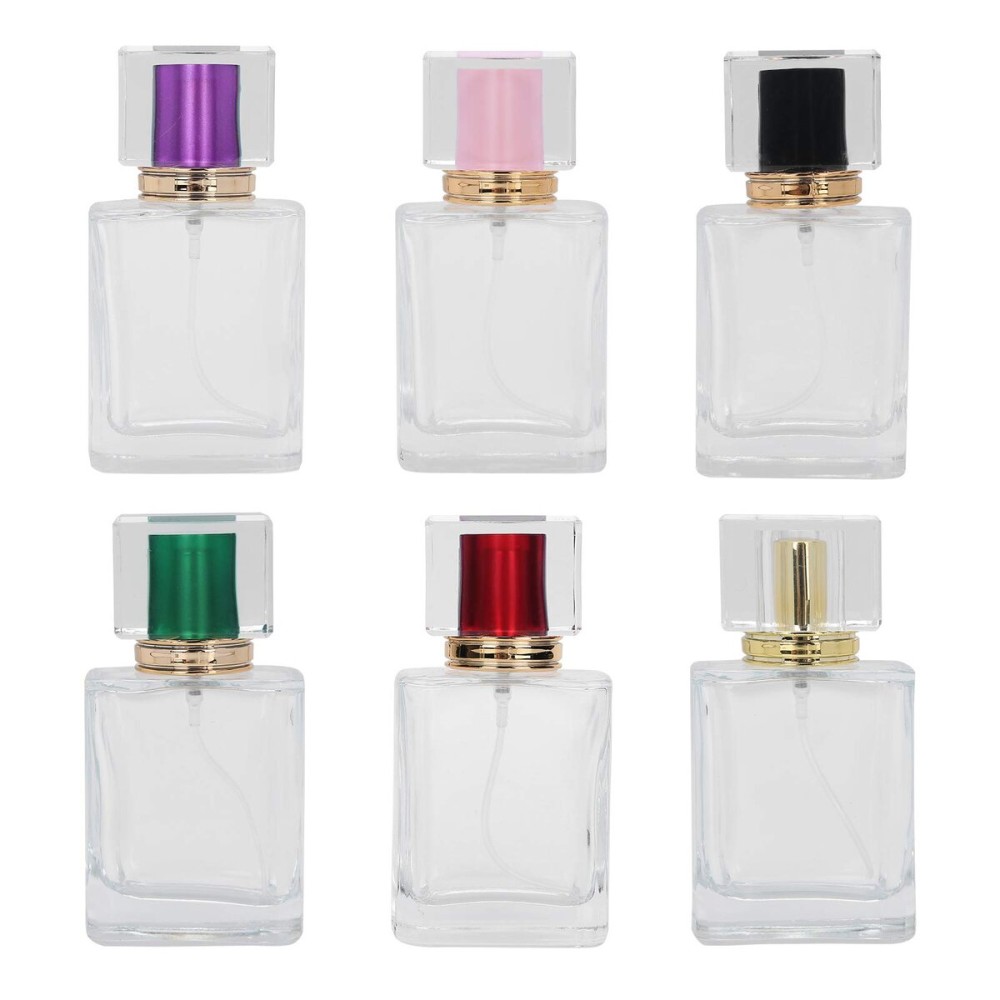 6PCS 50ml Glass Spray Bottles, Refillable Perfume Bottles Perfume Mist Atomizer Dispenser Empty Bottle, Clear Glass Empty Spray Container for Home Travel and Salon Use
