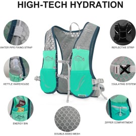 INOXTO Hydration Vest Backpack,Lightweight Insulated Pack with 1.7L Water Bladder Bag Daypack for Hiking Trail Running Cycling Race Marathon for Women Men