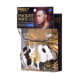 Red by Kiss Premium Pocket Wave X Bow Wow Curved Palm Boar Brush with Case (Hard Bristles)