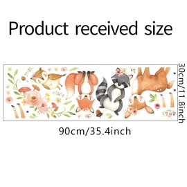 ROFARSO Cute Cartoon Lovely Woodland Animal Wall Sticker for Kid Removable Raccoon Deer Fox Owl Wall Decal DIY Decoration for Nursery Baby Boy Girl Bedroom Playroom Living Room