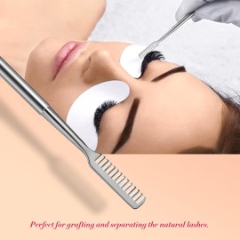 FVION 2 in 1 Eye Lash Lift Tool - Stainless Steel Eyelash Separator Tool for Eyelash Eyebrow Perming Tinting, Metal Lash Lift Rods Tools for Curling Extensions, Precision Lash Comb - Silver FVION 2 in 1 Eye Lash Lift Tool - Stainless Steel Eyelash Separator Tool for Eyelash Eyebrow Perming Tinting, Metal Lash Lift Rods Tools for Curling Extensions, Precision Lash Comb - Silver