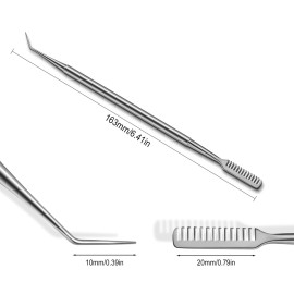 FVION 2 in 1 Eye Lash Lift Tool - Stainless Steel Eyelash Separator Tool for Eyelash Eyebrow Perming Tinting, Metal Lash Lift Rods Tools for Curling Extensions, Precision Lash Comb - Silver FVION 2 in 1 Eye Lash Lift Tool - Stainless Steel Eyelash Separator Tool for Eyelash Eyebrow Perming Tinting, Metal Lash Lift Rods Tools for Curling Extensions, Precision Lash Comb - Silver