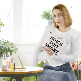 BLUPARK Brooklyn Inspired Gift NOICE TOIT SMORT Makeup Bag Gift for Brooklyn Fans (NOICE. TOIT. SMORT) BLUPARK Brooklyn Inspired Gift NOICE TOIT SMORT Makeup Bag Gift for Brooklyn Fans (NOICE. TOIT. SMORT)