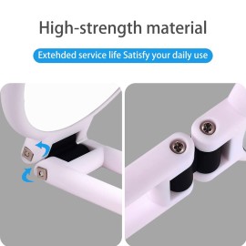 LOTIKO 1x 10x Magnifying Handheld Mirror,Travel Folding Hand Held Mirror,Double Sided Pedestal Magnification and True Image Makeup Mirror, Portable Vanity Cosmetic Mirror for Women White