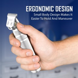 Barbasol Stainless-Steel Rechargeable Zero-Gapped T-Blade Trimmer, Hanging Blade, 3 Guide Combs