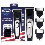 Barbasol Rechargeable Mens T-Blade Trimmer With Stainless Steel Blades, 4 Guide Combs Included: 3mm, 6mm, 9mm, 12mm, Rechargeable, 60 Minutes Of Shaving Time, Easily Washable