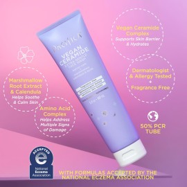 Pacifica Face Wash for Sensitive Skin Facial Cleanser Vegan Ceramide Barrier Repair Extra Gentle for Daily Fragrance Free for Sensitive Skin, Clean Beauty, Vegan & Cruelty-Free Dermatologist Tested