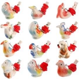 Hedume Set of 12 Ceramic Bird Whistles, Bird Water Whistles, Bird Call Whistle for Water and Bath Play Fun, Birthday Gift, Easter Gift