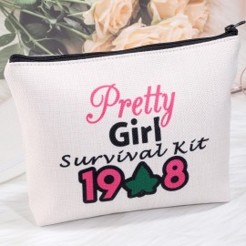 MEIKIUP Sorority Makeup Bag Pink and Green Shoulder Bag Greek Sorority Gift Sorority Paraphernalia Gifts (Pretty bag)