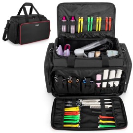 BAFASO Large Capacity Hairdresser Bag with Adjustable Dividers, Travel Barber Case Holds Various Hair Cutting Tools (NO ACCESSORIES), Black BAFASO Large Capacity Hairdresser Bag with Adjustable Dividers, Travel Barber Case Holds Various Hair Cutting Tools (NO ACCESSORIES), Black