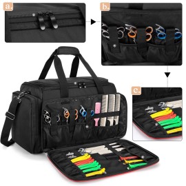 BAFASO Large Capacity Hairdresser Bag with Adjustable Dividers, Travel Barber Case Holds Various Hair Cutting Tools (NO ACCESSORIES), Black BAFASO Large Capacity Hairdresser Bag with Adjustable Dividers, Travel Barber Case Holds Various Hair Cutting Tools (NO ACCESSORIES), Black