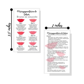 Boutique Marketing LLC Spanish Lip Blush Aftercare Card | Micropigmentacin de Labios | 50 Pack | 2 x 3.5in inches Business Card | White with Red Lips Design, LIP-SB-W-457