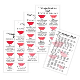 Boutique Marketing LLC Spanish Lip Blush Aftercare Card | Micropigmentacin de Labios | 50 Pack | 2 x 3.5in inches Business Card | White with Red Lips Design, LIP-SB-W-457