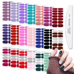WOKOTO 20 Sheets Nail Polish Strips Set 10pcs Solid Color Nail Strips and 10pcs Glitter Solid Color Full Nail Wraps Real Nail Polish Stickers for Women Nails Art with Nail File