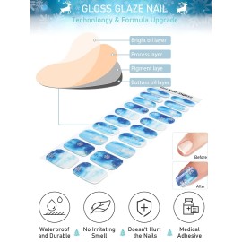 Kalolary Snowflake Gel Nail Strips, Winter Full Wraps Stickers, White Christmas Tree Real Gel Nail Polish Wraps New Year Nail Art Design for Women Girl