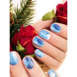 Kalolary Snowflake Gel Nail Strips, Winter Full Wraps Stickers, White Christmas Tree Real Gel Nail Polish Wraps New Year Nail Art Design for Women Girl