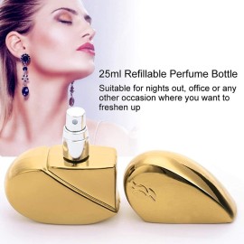 Heart Shaped Perfume Atomizer, Portable Mini Atomizer Refillable Perfume Bottle for Home and Travel (Gold)