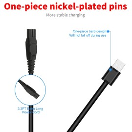 MEROM Replacement Power Cable for Brightup Beard Trimmer, 3.3ft/1m, Black