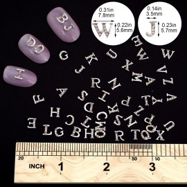 PAGOW Rhinetone Letters Nail Studs, 3D Capital Alphabet Metal Art Beauty Design Charm Trim DIY Manicure Jewelry Making Crafts Decoration for Women Xmas52Pcs Silver  PAGOW Rhinetone Letters Nail Studs, 3D Capital Alphabet Metal Art Beauty Design Charm Trim DIY Manicure Jewelry Making Crafts Decoration for Women Xmas52Pcs Silver