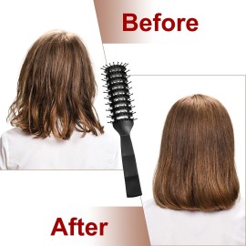 8 Pcs Curved Vented Hair Brush Set Bulk Vent Brushes Anti Static Detangling Brush with Ball Tipped Bristles and Lightweight Grip Control for Wet Short Curly Straight Hair Blow Drying Quickly, Black