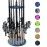Rush Creek Creations | Round Spinning Fishing Rod Holder for 16 Freshwater Fishing Poles, Fishing Gear, and Fishing Accessories | Fishing Rod Rack with 16 Fishing Rod Clips for Garage Organization