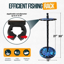Rush Creek Creations | Round Spinning Fishing Rod Holder for 16 Freshwater Fishing Poles, Fishing Gear, and Fishing Accessories | Fishing Rod Rack with 16 Fishing Rod Clips for Garage Organization