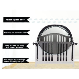 ZXPLO Safety Crib Tent to Keep Baby in Pop up Mosquito Net Netting Canopy Mesh Cover for Toddler - Black