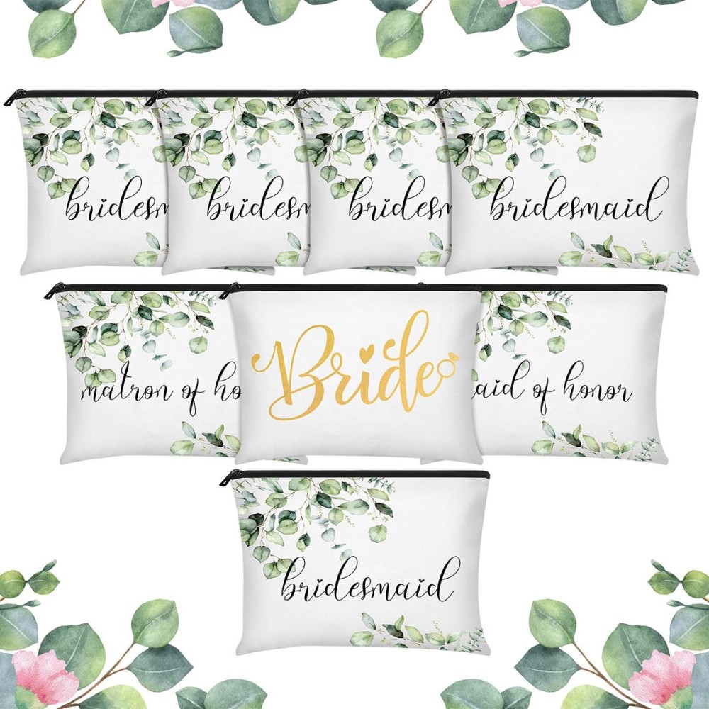 8 Pcs Bridesmaid Makeup Bag Matron of Honor Gifts Bridal Bag for Bridal Wedding Party Gift(Fresh Pattern) 8 Pcs Bridesmaid Makeup Bag Matron of Honor Gifts Bridal Bag for Bridal Wedding Party Gift(Fresh Pattern)