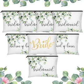 8 Pcs Bridesmaid Makeup Bag Matron of Honor Gifts Bridal Bag for Bridal Wedding Party Gift(Fresh Pattern)