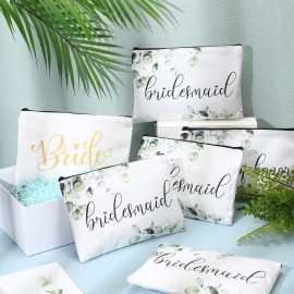 8 Pcs Bridesmaid Makeup Bag Matron of Honor Gifts Bridal Bag for Bridal Wedding Party Gift(Fresh Pattern) 8 Pcs Bridesmaid Makeup Bag Matron of Honor Gifts Bridal Bag for Bridal Wedding Party Gift(Fresh Pattern)