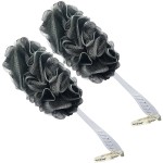 2PACK Charcoal Fiber Exfoliating Loofah luffa loofa Bath Back Brush On a Stick - Long Handle with Radian is Ergonomic for Men and Women - Shower Sponge Body Back Scrubber