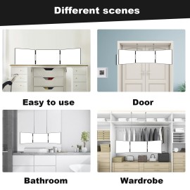 LUCKYEFIRE 3 Way Mirror for Self Hair Cutting with Adjustable Height Brackets,Hangable for Hair Cutting,Shaving and Makeup