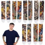 ArtCreativity Vintage Print Tattoo Sleeves, 12 Pairs, Fake Tattoos for Kids and Adults, Temporary Tattoo Arm Sleeves Made of Soft Fabric, Rockstar Halloween Costume Accessories for Boys and Girls