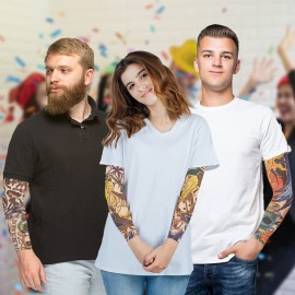 ArtCreativity Vintage Print Tattoo Sleeves, 12 Pairs, Fake Tattoos for Kids and Adults, Temporary Tattoo Arm Sleeves Made of Soft Fabric, Rockstar Halloween Costume Accessories for Boys and Girls