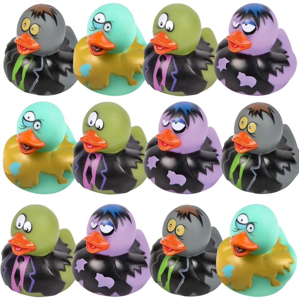 ArtCreativity 12 Pack Rubber Ducks, Zombie Rubber Duckies for Kids, Variety of Designs and Colors, Trick or Treat Supplies, Halloween Party Favors, Halloween Themed Bathtub Toys
