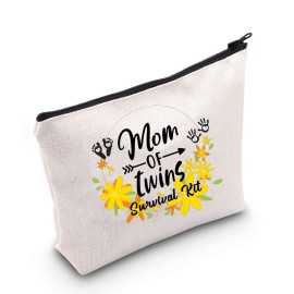MEIKIUP Twins Mama Gifts Mom Of Twins Makeup Bag Mommy To Be Gifts New Mom Travel Zipper Mom of Twins Sur vival Kit(Mom of Twins bag)