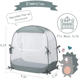 L RUNNZER Baby Crib Tent, Pop Up Crib Canopy to Keep Baby from Climbing Out, Safety Crib Net Mosquitoes Net with See-Through Mesh, Fits Most Standard Cribs