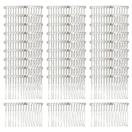 Lawie 30 Pack Bulk 15 Teeth Silver Gold Black Metal Side Hair Combs Wire Twist Slide Hair Clips Wedding Bridal Veil Combs Decorative Headpiece French Twist Updo Bun Accessories for Women (Silver)