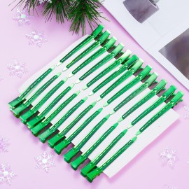 24 Packs Duck Bill Clips, Bantoye 3.35 Inches Rustproof Metal Alligator Curl Clips with Holes for Hair Styling, Hair Coloring, Green