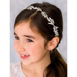 SWEETV Flower Girl Headpiece for Wedding Headband Silver Princess Hair Accessories Little Girls Toddler Kids Crystal Hair Bands for First Communion