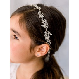 SWEETV Flower Girl Headpiece for Wedding Headband Silver Princess Hair Accessories Little Girls Toddler Kids Crystal Hair Bands for First Communion